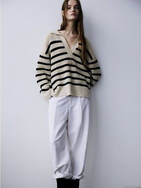 Polo rib-knit stripes Sweater